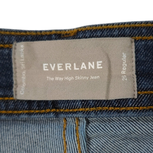 NWOT Everlane Way-High Clean Front Organic Cotton Skinny Jeans Sz. 26x28 Indigo - Picture 10 of 14